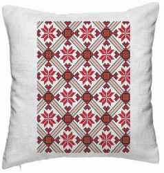 Perna Decorativa Model cu Motive Romanesti 2 40x40 cm Alb Murdar Husa Detasabila Burduf 