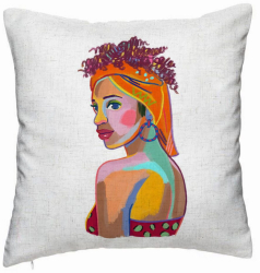 Perna Decorativa Model Curly African 40x40 cm Alb Murdar Husa Detasabila Burduf 