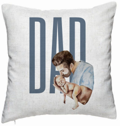 Perna Decorativa Model Dads Love 40x40 cm Alb Murdar Husa Detasabila Burduf 