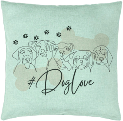 Perna Decorativa Model Dog Love 40x40 cm Verde Menta Husa Detasabila Burduf 