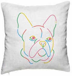 Perna Decorativa Model Doggo MultiColor 40x40 cm Alb Murdar Husa Detasabila Burduf