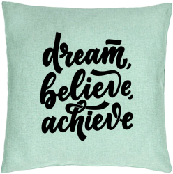 Perna Decorativa Model Dream Believe Achieve 40x40 cm Verde Menta Husa Detasabila Burduf 