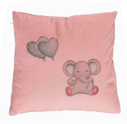 Perna Decorativa Model Elefant si baloane in forma de inimioare 40x40 cm Roz Husa Detasabila Burduf 