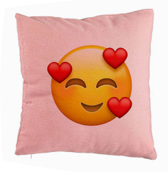 Perna Decorativa Model Emoji In Love 40x40 cm Roz Husa Detasabila Burduf 