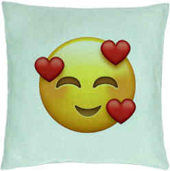 Perna Decorativa Model Emoji In Love 40x40 cm Verde Menta Husa Detasabila Burduf 