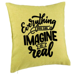 Perna Decorativa Model Everything You can Imagine is Real 40x40 cm Verde Husa Detasabila Burduf