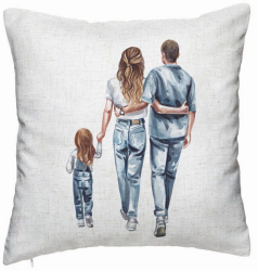 Perna Decorativa Model Family in Blue 40x40 cm Alb Murdar Husa Detasabila Burduf 