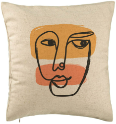 Perna Decorativa Model Fata Femeie 40x40 cm Bej Husa Detasabila Burduf 