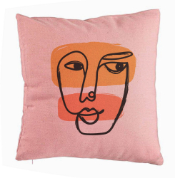 Perna Decorativa Model Fata Femeie 40x40 cm Roz Husa Detasabila Burduf 