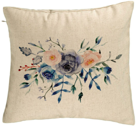 Perna Decorativa Model Florale Bejstre 40x40 cm Bej Husa Detasabila Burduf 