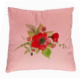 Perna Decorativa Model Florale Mac 40x40 cm Roz Husa Detasabila Burduf 