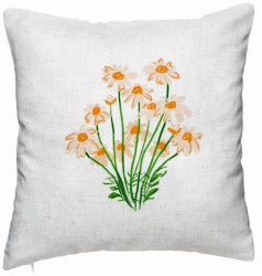 Perna Decorativa Model Florale Margarete 40x40 cm Alb Murdar Husa Detasabila Burduf 