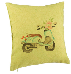 Perna Decorativa Model Flower Bike 40x40 cm Verde Husa Detasabila Burduf 