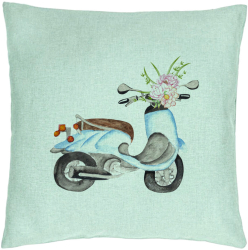 Perna Decorativa Model Flower Bike 40x40 cm Verde Menta Husa Detasabila Burduf 
