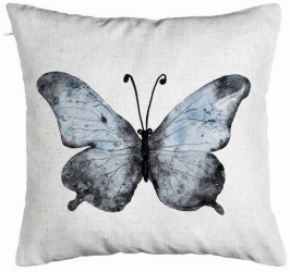 Perna Decorativa Model Fluture 1 Blue and Black 40x40 cm Alb Murdar Husa Detasabila Burduf 