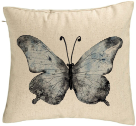 Perna Decorativa Model Fluture 1 Blue and Black 40x40 cm Bej Husa Detasabila Burduf 
