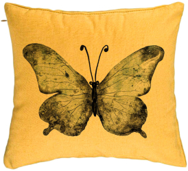 Perna Decorativa Model Fluture 1 Blue and Black 40x40 cm Galben Husa Detasabila Burduf 