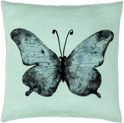 Perna Decorativa Model Fluture 1 Blue and Black 40x40 cm Verde Menta Husa Detasabila Burduf 