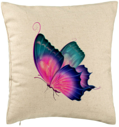 Perna Decorativa Model Fluture Multicolor 40x40 cm Bej Husa Detasabila Burduf 