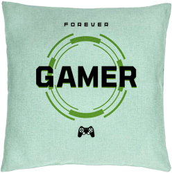 Perna Decorativa Model Forever Gamer 40x40 cm Verde Menta Husa Detasabila Burduf 