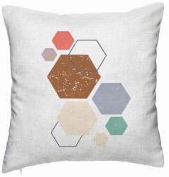 Perna Decorativa Model Forme Geometrice 3 Multicolor 40x40 cm Alb Murdar Husa Detasabila Burduf 