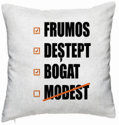 Perna Decorativa Model Frumos Destept Bogad Modest 40x40 cm Alb Murdar Husa Detasabila Burduf 