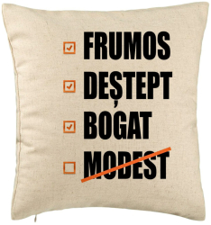 Perna Decorativa Model Frumos Destept Bogad Modest 40x40 cm Bej Husa Detasabila Burduf 