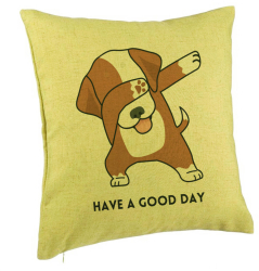 Perna Decorativa Model Have a Good Day 40x40 cm Verde Husa Detasabila Burduf 