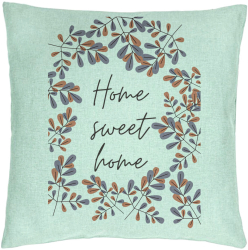 Perna Decorativa Model Home Sweet Home 40x40 cm Verde Menta Husa Detasabila Burduf 