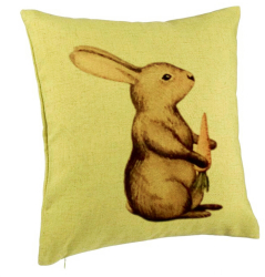 Perna Decorativa Model Iepuras 40x40 cm Verde Husa Detasabila Burduf 