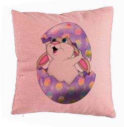Perna Decorativa Model Iepurasul Fericit 40x40 cm Roz Husa Detasabila Burduf 