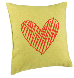 Perna Decorativa Model Inimioara 40x40 cm Verde Husa Detasabila Burduf 