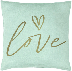 Perna Decorativa Model Love 40x40 cm Verde Menta Husa Detasabila Burduf 
