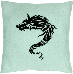 Perna Decorativa Model Lup Dacic 40x40 cm Verde Menta Husa Detasabila Burduf 