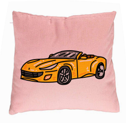 Perna Decorativa Model Masina Sport 40x40 cm Roz Husa Detasabila Burduf 
