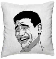Perna Decorativa Model Meme 40x40 cm Alb Murdar Husa Detasabila Burduf 