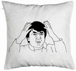 Perna Decorativa Model Meme WHAT 40x40 cm Alb Murdar Husa Detasabila Burduf 