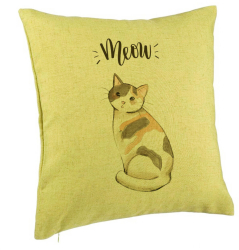Perna Decorativa Model Meow 40x40 cm Verde Husa Detasabila Burduf