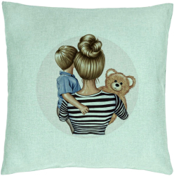 Perna Decorativa Model Mommys Boy 40x40 cm Verde Menta Husa Detasabila Burduf 