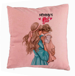 Perna Decorativa Model Mommys Girl 40x40 cm Roz Husa Detasabila Burduf 