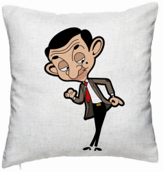 Perna Decorativa Model Mr Bean 40x40 cm Alb Murdar Husa Detasabila Burduf 