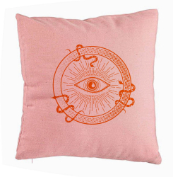 Perna Decorativa Model Mystic Eye 40x40 cm Roz Husa Detasabila Burduf 