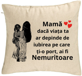 Perna Decorativa Model pentru Mama 1 40x40 cm Bej Husa Detasabila Burduf 