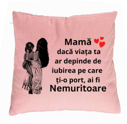 Perna Decorativa Model pentru Mama 1 40x40 cm Roz Husa Detasabila Burduf 