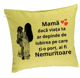 Perna Decorativa Model pentru Mama 1 40x40 cm Verde Husa Detasabila Burduf 