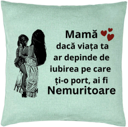 Perna Decorativa Model pentru Mama 1 40x40 cm Verde Menta Husa Detasabila Burduf 