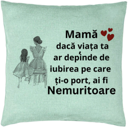 Perna Decorativa Model pentru Mama 3 40x40 cm Verde Menta Husa Detasabila Burduf 
