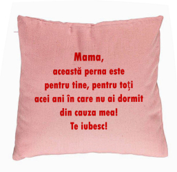 Perna Decorativa Model Pentru Mama Te iubesc 3 40x40 cm Roz Husa Detasabila Burduf