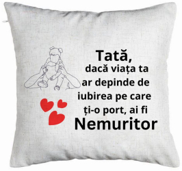 Perna Decorativa Model pentru Tata 1 40x40 cm Alb Murdar Husa Detasabila Burduf 