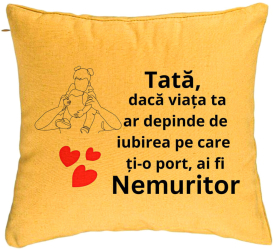 Perna Decorativa Model pentru Tata 1 40x40 cm Galben Husa Detasabila Burduf 